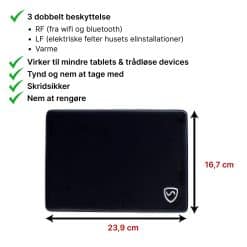 Dimensioner på Tablet anti-stråling underlag fra SYB