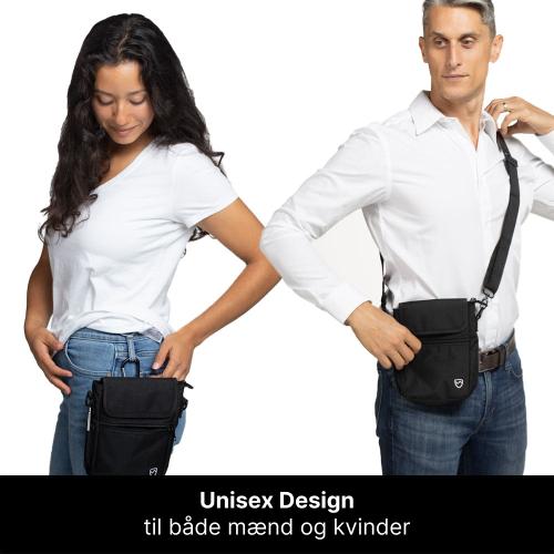 Mobiltasken med anti-stråling effekt har Unisex design og passer til både kvinder og mænd