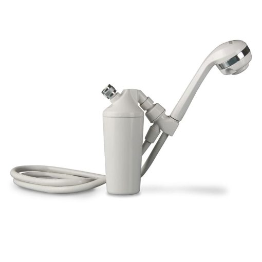 Hvid bruservandfilter med slange og brusehoved