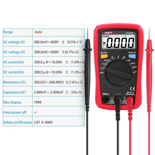 Digital multimeter med Auto-Range - UT33A+ (UNI-T)
