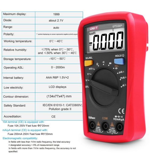 Digital multimeter med Auto-Range - UT33A+ (UNI-T)