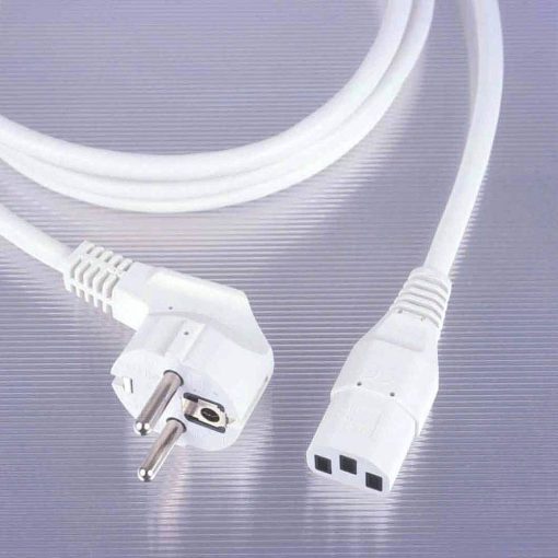 Skærmet strømforsyningsledning (IEC C13) med Schuko stik - 3 meter hvid