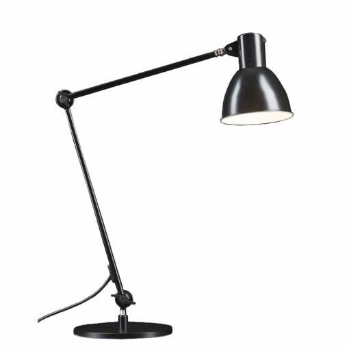 Skærmet skrivebordslampe med bordfod - sort