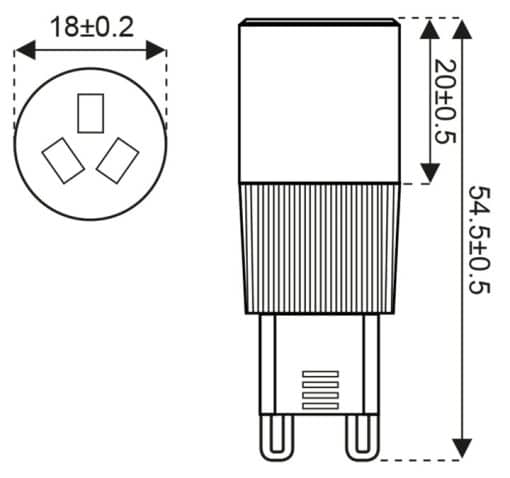 Mål og tegning af 5,5 watt BioLys LED pære fra Biologa-Danell