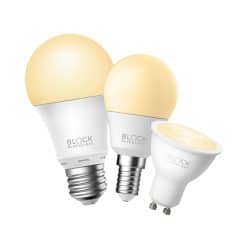 Tre varianter af Sweet dreams LED-pærer, med henholdvis e27,e14 og gu10-fatning