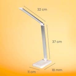 Billede af BioLight fuldspektrums lampen med anførte mål og dimensioner