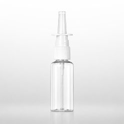Tom næsespray flaske i klar/transparent PET, 50 ml, med beskyttende hætte - genopfyldelig