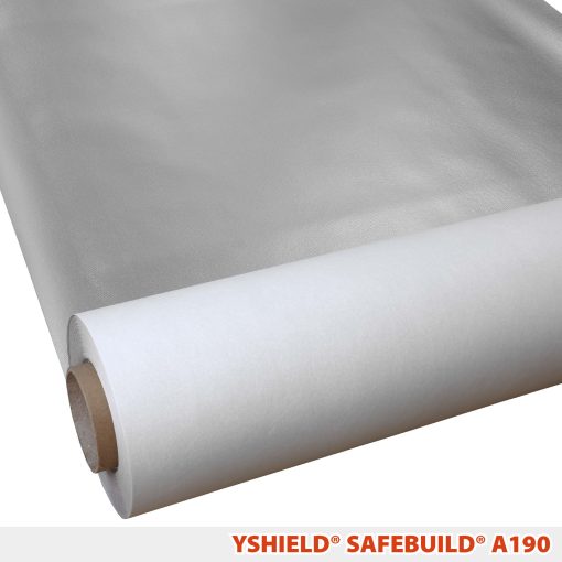 Rulle af Yshield A190 afskærmende vægfleece, 90 cm bred, med sølvfarvet aluminiumsside og hvid bagside