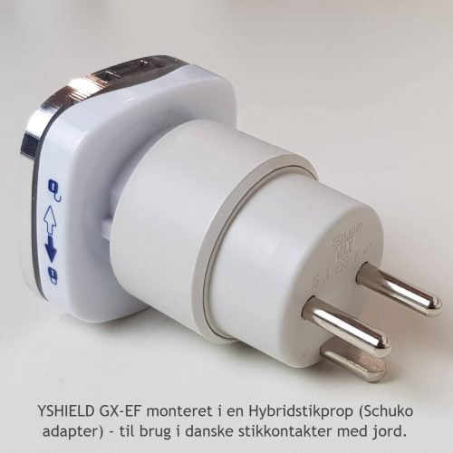 Yshield GX-EF - Stik til jordforbindelse i jordet stikkontakt monteret i en hybridstikprop (Schuko adapter)