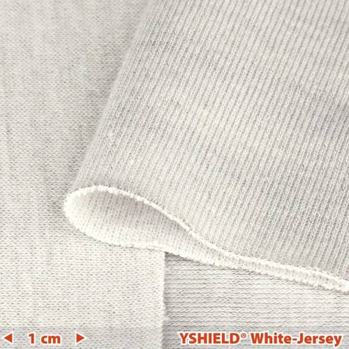 WHITE-JERSEY (40 dB) strålebeskyttende Yshield stof til tøj | Bredde 145 cm | HF+LF