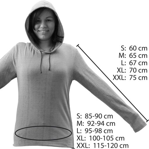 Størrelser for Yshields Hættetrøje (Hoodie) i Silver-Elastic TEO (HF+LF)