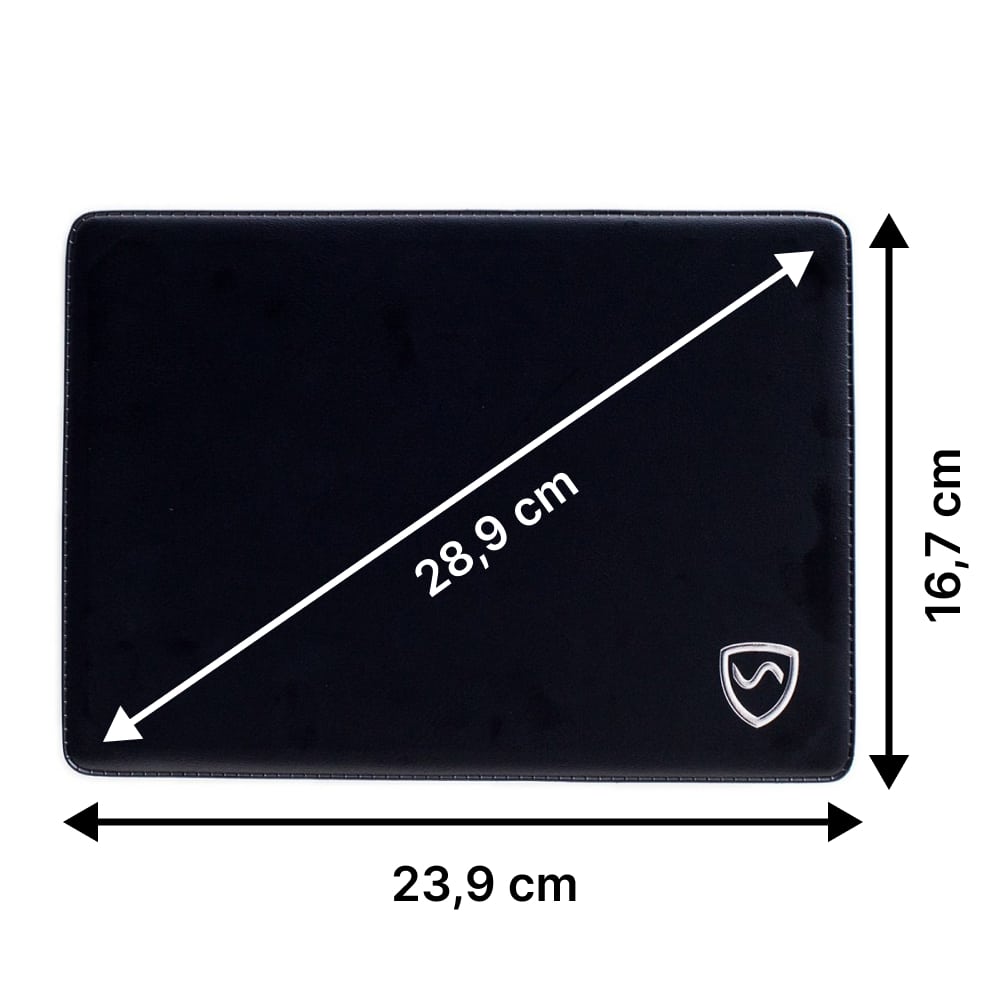 Billedet viser hvilke mål Tablet anti-stråling-underlag har.