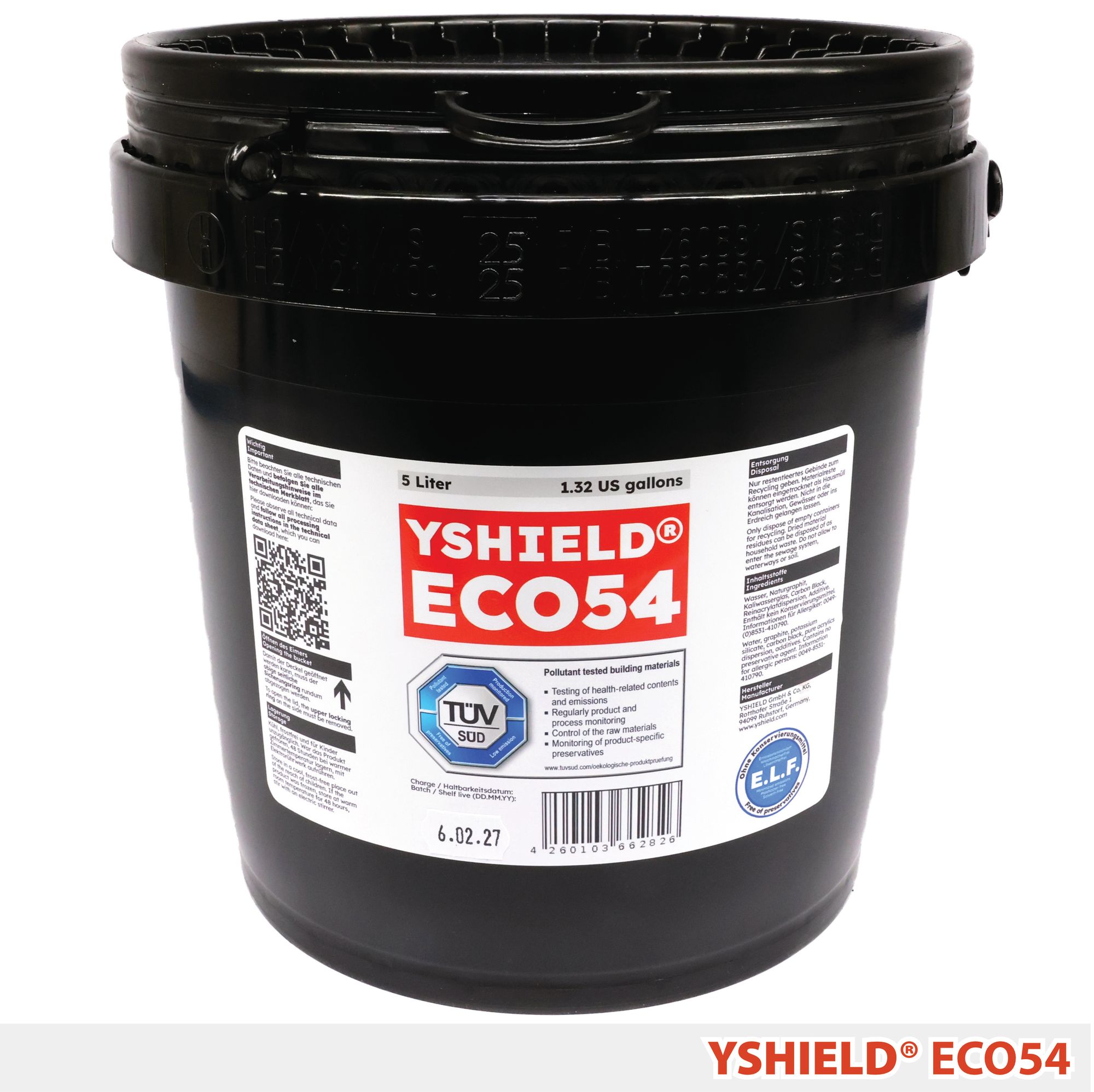ECO54 Yshield maling mod HF stråling og LF elektriske felter 3 5 liters spand med Yshield ECO54 EMF-afskærmende maling uden konserveringsmidler (HF+LF)